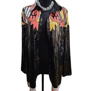 Nasty Gal Country Star Sequin Shirt Sz 4